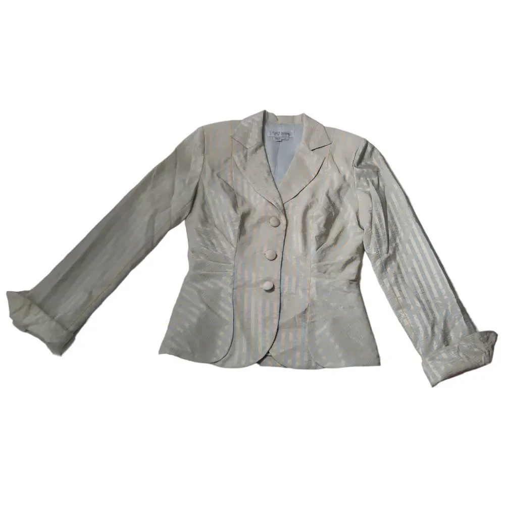 KAY UNGER Vintage Mint‎ Green/Cream Adorable Blazer and Skirt Set Size 2